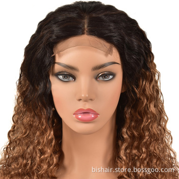 BIS 1B30 Water Wave Closure Wig Ombre Human Hair Wigs 150 Density For Women Brazilian Ombre Transparent Frontal Lace Wig